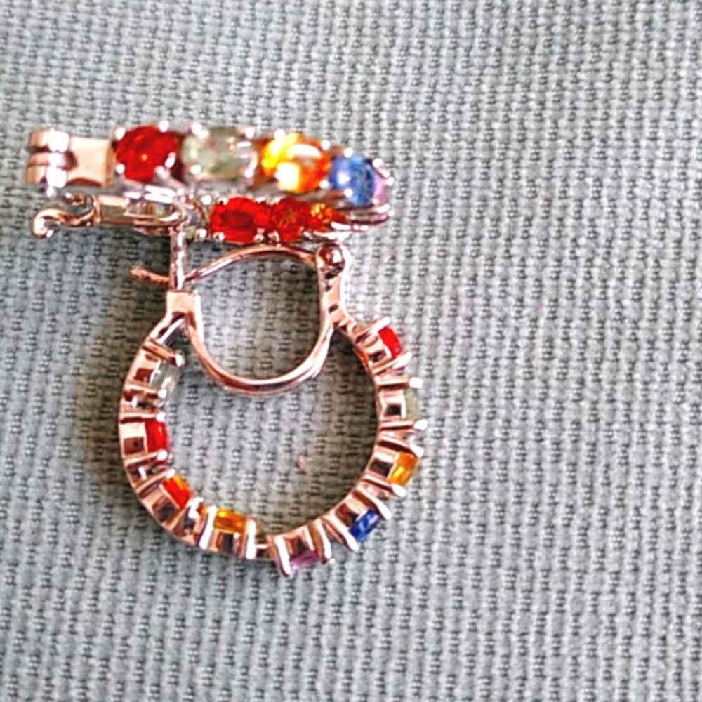 PREMIUM MULTI SAPPHIRE INSIDE OUT HOOP EARRINGS